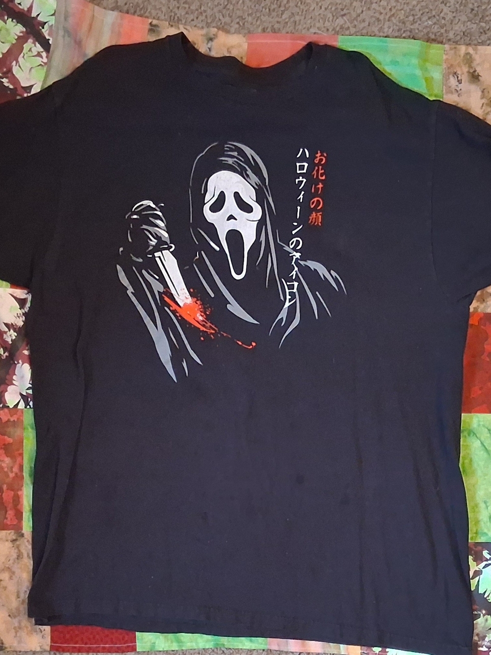 Women's Black Graphic Horror Halloween Tee with Ghostface